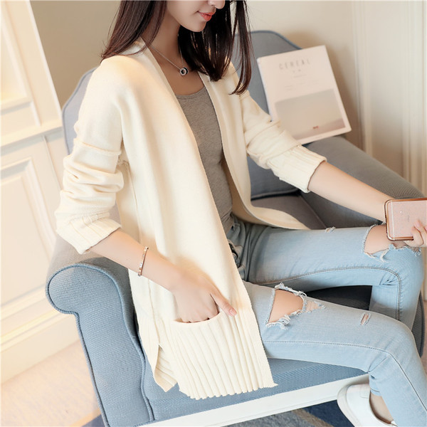 Γυναικεία  μακρύ παχύ ζακέτα σε δύο χρώματα