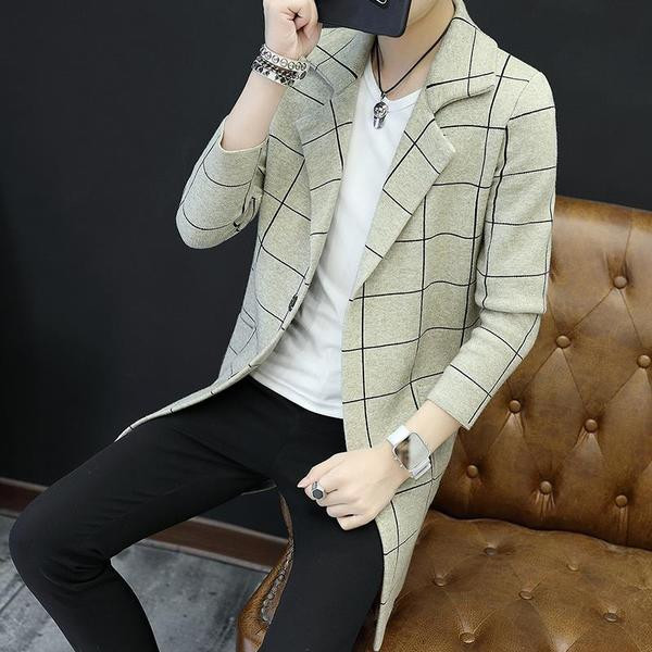 Palton bărbătesc stilat în carouri în trei culori