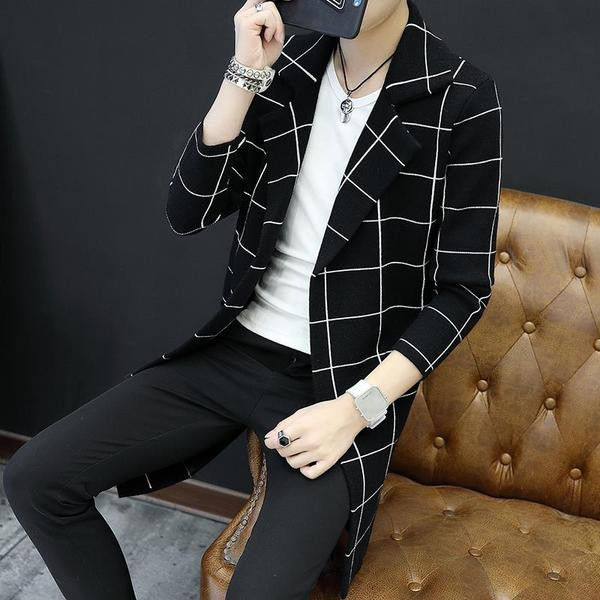 Palton bărbătesc stilat în carouri în trei culori