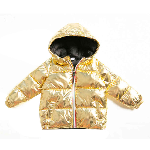 Jachetă modernă pentru copii pentru băieți cu glugă auriu și argintiu