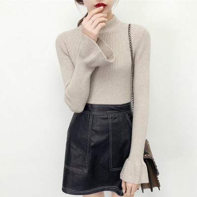 Κομψό γυναικείο πουλόβερ σε διάφορα χρώματα με φαρδύ μανίκι