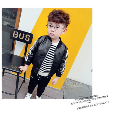 Παιδικό μοντέρνο μπουφάν για αγόρια από οικολογικό δέρμα σε δύο χρώματα