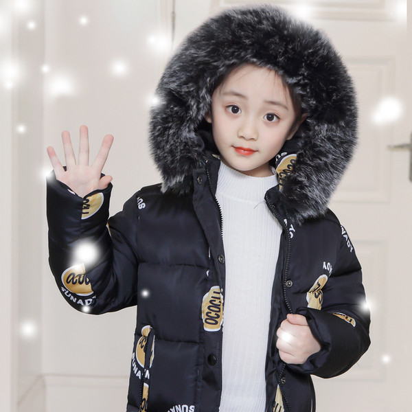 Μοντέρνο χειμωνιάτικο μπουφάν με μακρύ μανίκι και  γούνα και πολύχρωμη εφαρμογή σε διάφορα χρώματα