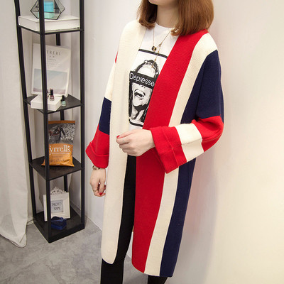 Μοντέρνα μακρύ γυναικεία ζακέτα σε τρία χρώματα