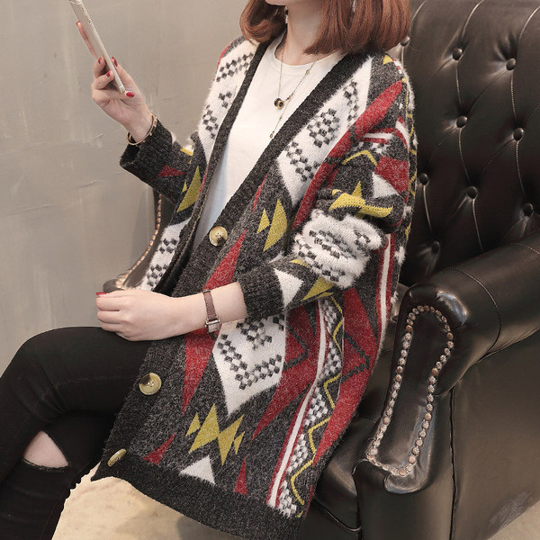 Πολύχρωμη  γυναικεία ζακέτα  σε τρία χρώματα