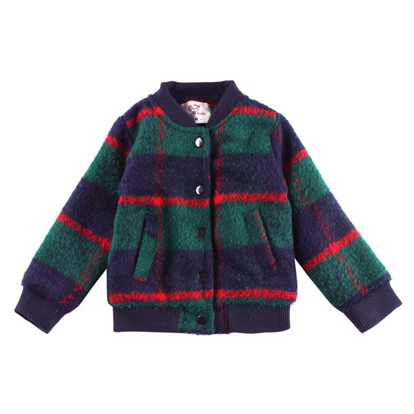 Geaca copii in carouri pentru un baiat cu guler in forma de O