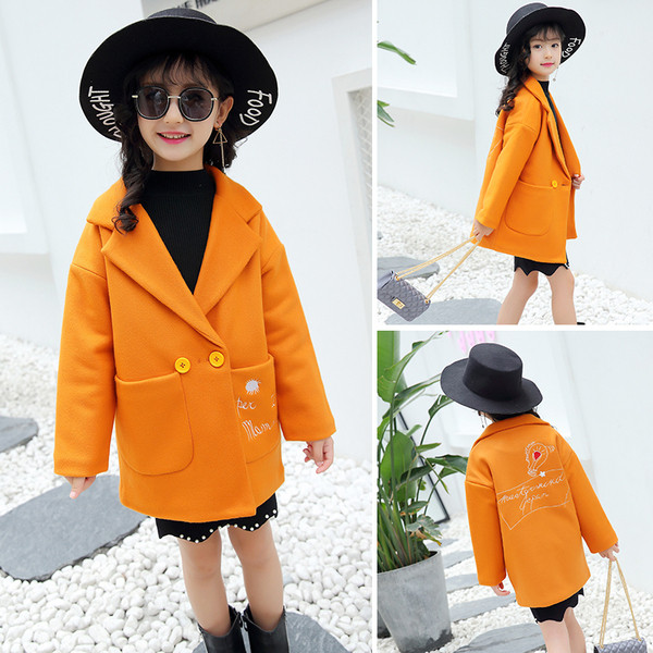 Palton elegant pentru copii cu decolteu in V si buzunare in mai multe culori