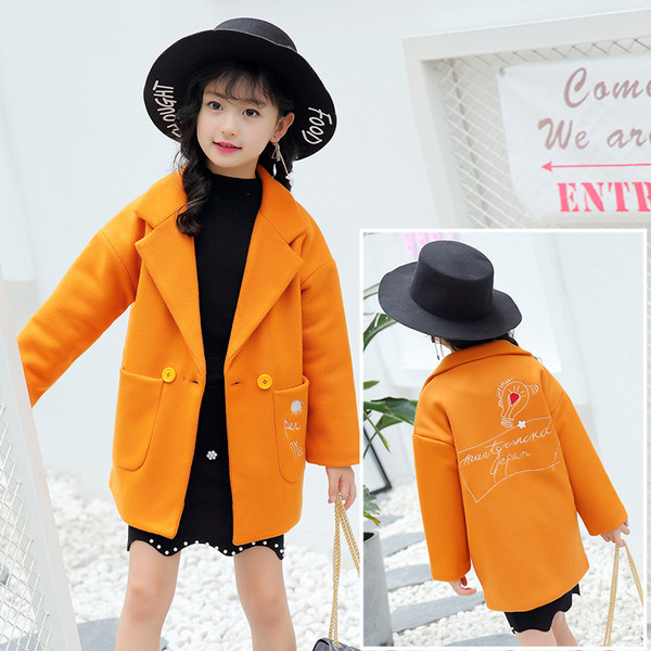 Palton elegant pentru copii cu decolteu in V si buzunare in mai multe culori