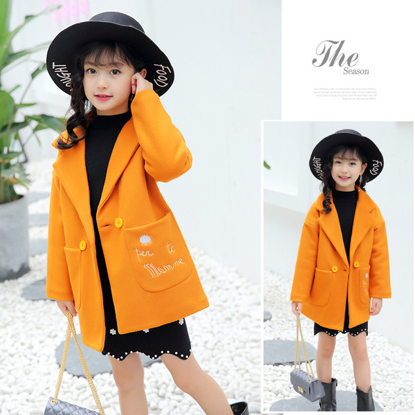 Palton elegant pentru copii cu decolteu in V si buzunare in mai multe culori