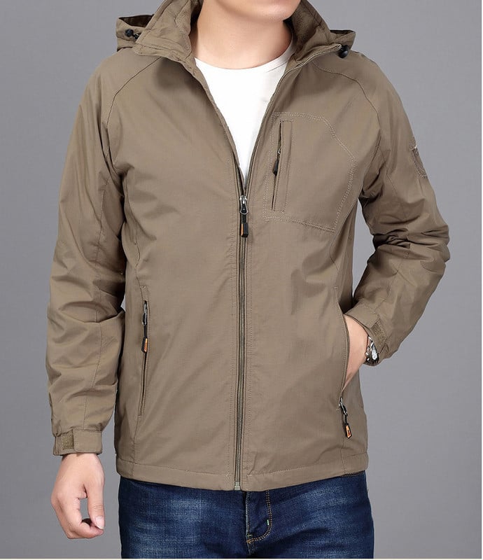 Ανδρικό μπουφάν σε τρία χρώματα με κουκούλα