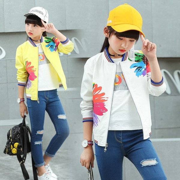 Παιδικό αθλητικό  καθημερινό μπουφάν  με φυτικά μοτίβα σε διάφορα χρώματα