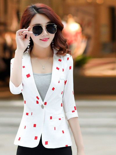 Καθημερινό σακάκι με μανίκια 3/4 και έγχρωμο σχέδιο