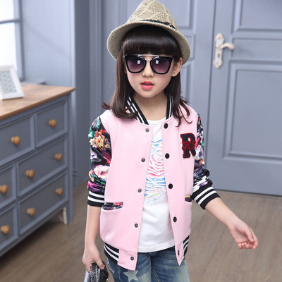 Καθημερινό παιδικό μπουφάν με floral σχέδια σε λευκό και ροζ χρώμα