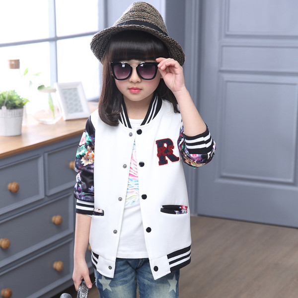 Καθημερινό παιδικό μπουφάν με floral σχέδια σε λευκό και ροζ χρώμα