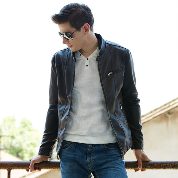 Jachetă modernă pentru bărbați din piele ecologică în trei culori