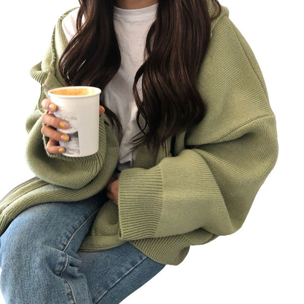 Cardigan casual dama cu gluga - model larg