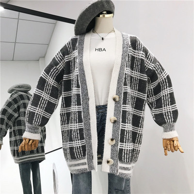 Γυναικεία ζακέτα σε τρία χρώματα - ευρύ μοτίβο