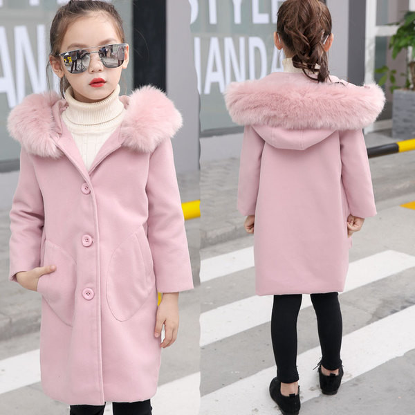 Μοντέρνο παιδικό παλτό με ροζ και ροζ στοιχεία