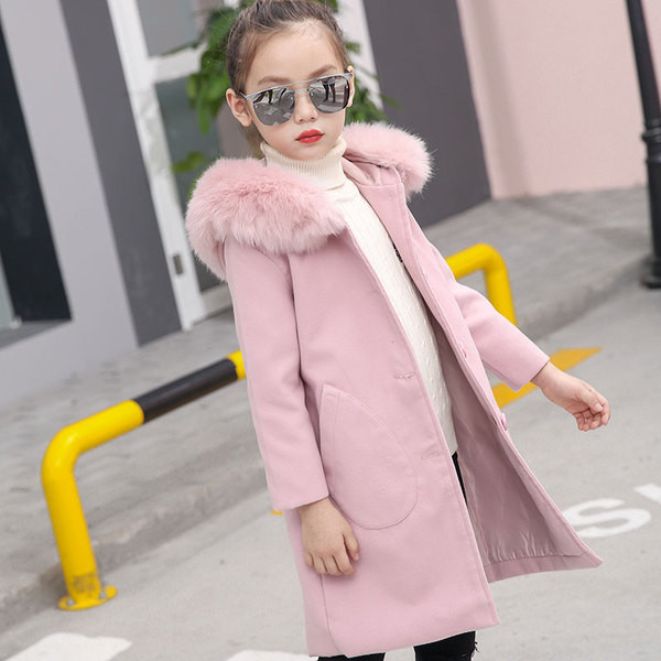 Μοντέρνο παιδικό παλτό με ροζ και ροζ στοιχεία