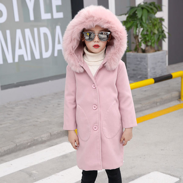 Μοντέρνο παιδικό παλτό με ροζ και ροζ στοιχεία