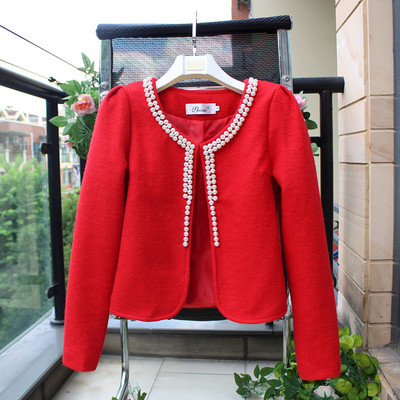 Geaca de dama eleganta cu perle decorative in trei culori