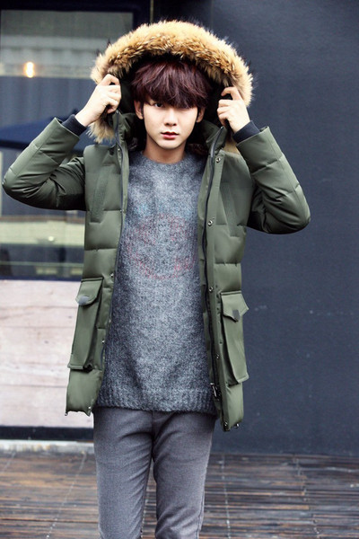 Geaca lunga barbateasca cu buzunare in trei culori