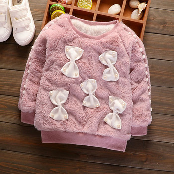 Ζεστή  παιδική μπλούζα για κορίτσια με κορδέλες σε τρία χρώματα