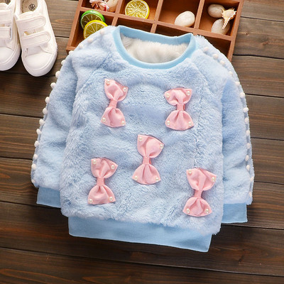 Ζεστή  παιδική μπλούζα για κορίτσια με κορδέλες σε τρία χρώματα