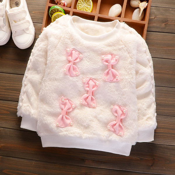 Ζεστή  παιδική μπλούζα για κορίτσια με κορδέλες σε τρία χρώματα
