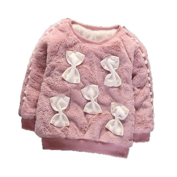 Ζεστή  παιδική μπλούζα για κορίτσια με κορδέλες σε τρία χρώματα