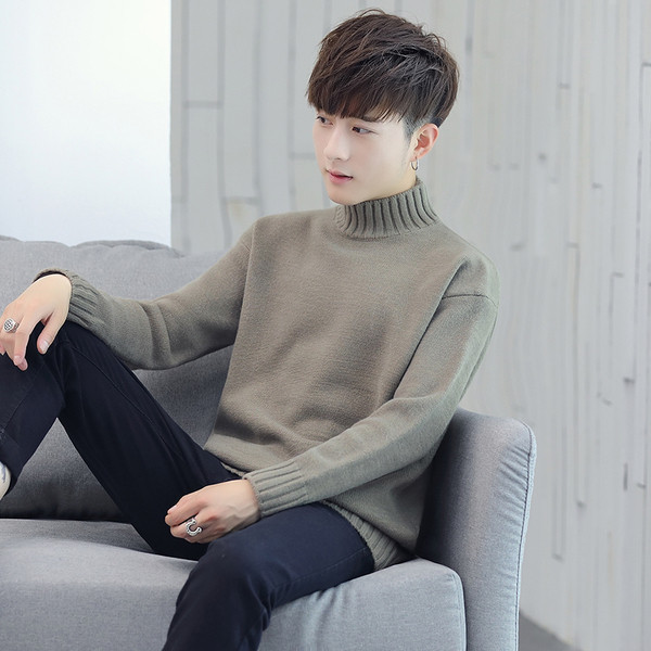 Ανδρικό καθημερινό πουλόςερ με ψηλό κολάρο  σε διάφορα χρώματα