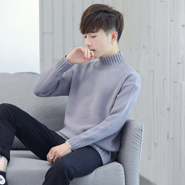 Ανδρικό καθημερινό πουλόςερ με ψηλό κολάρο  σε διάφορα χρώματα