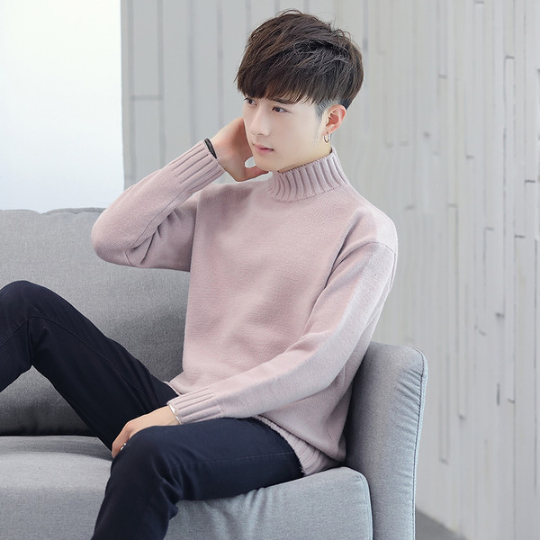 Ανδρικό καθημερινό πουλόςερ με ψηλό κολάρο  σε διάφορα χρώματα