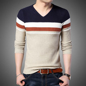 Κομψό ανδρικό πουλόβερ με ντεκολτέ σε σχήμα V σε τέσσερα χρώματα