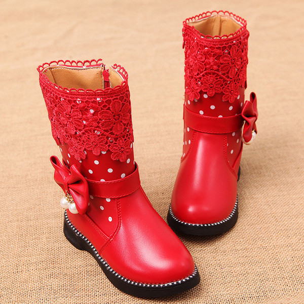 Téli gyerekcsizma lányoknak elemes - csipke több színben