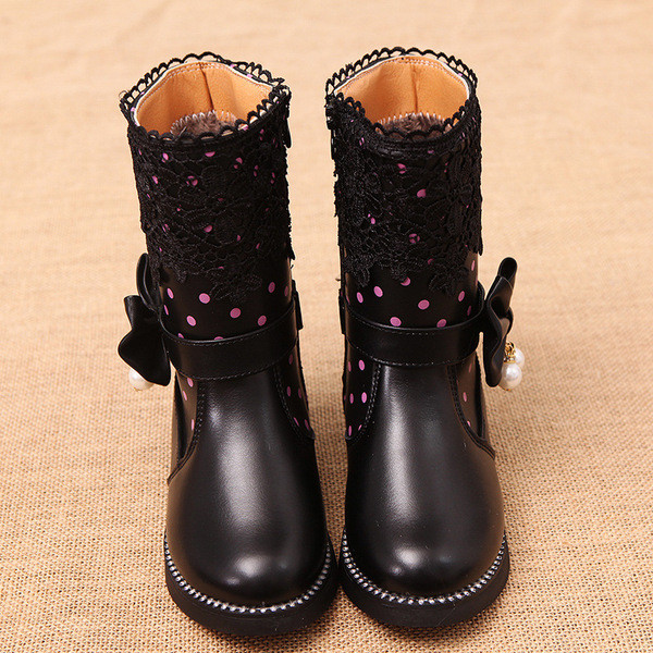 Téli gyerekcsizma lányoknak elemes - csipke több színben