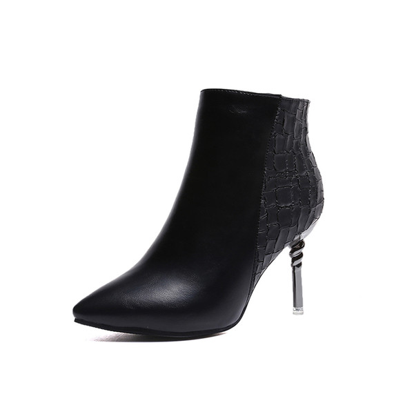 Cizme de dama ascutit din piele ecologica in negru si bej - doua modele