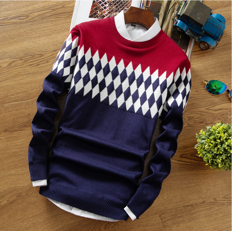 Pulover bărbătesc cu guler în formă de O în mai multe culori