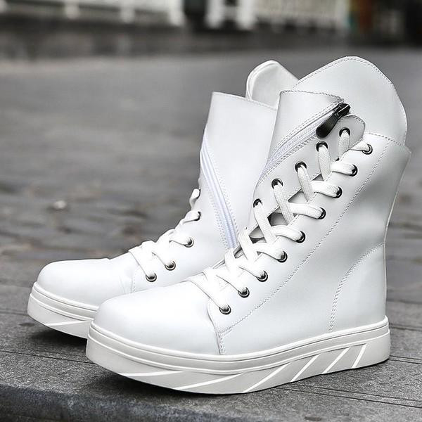 Modern férfi csizma oldalkötős fekete-fehér színben