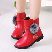 Cizme de iarna pentru copii pentru fete cu element de puf in mai multe culori