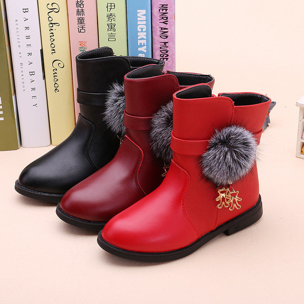 Cizme de iarna pentru copii pentru fete cu element de puf in mai multe culori