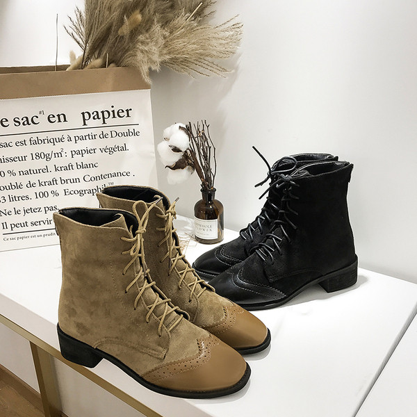 Cizme casual dama cu sireturi in doua culori