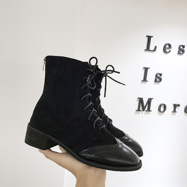 Cizme casual dama cu sireturi in doua culori