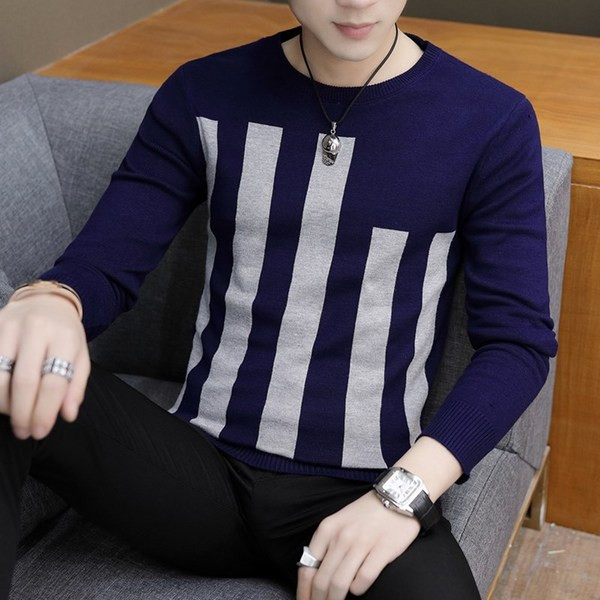 Καθημερινό ανδρικό πουλόβερ σε τέσσερα χρώματα με κολάρο σε σχήμα O