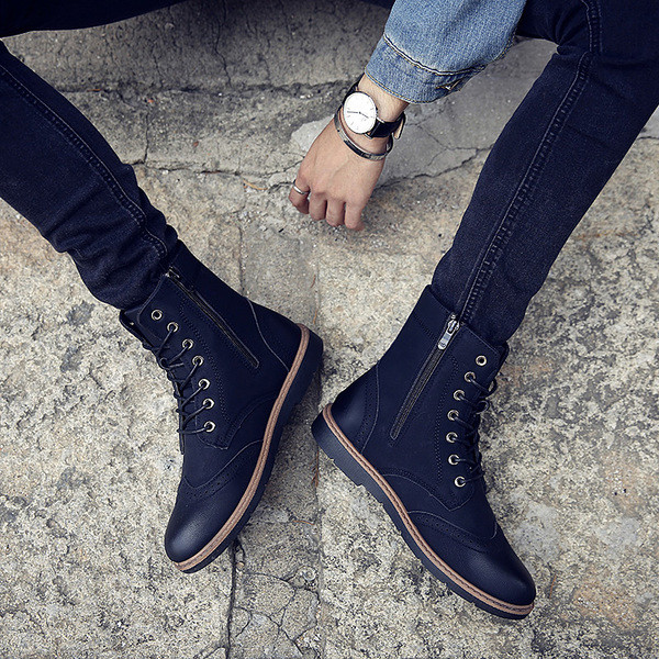 Cizme stilate pentru bărbați cu imitație de cusătură exterioară