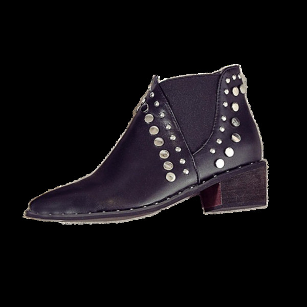 Ghete de dama moderne cu ochiuri metalice de culoare neagra - model ascutit