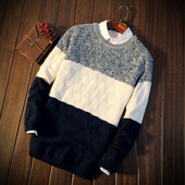 Мъжки трицветен пуловер подходящ за ежедневието