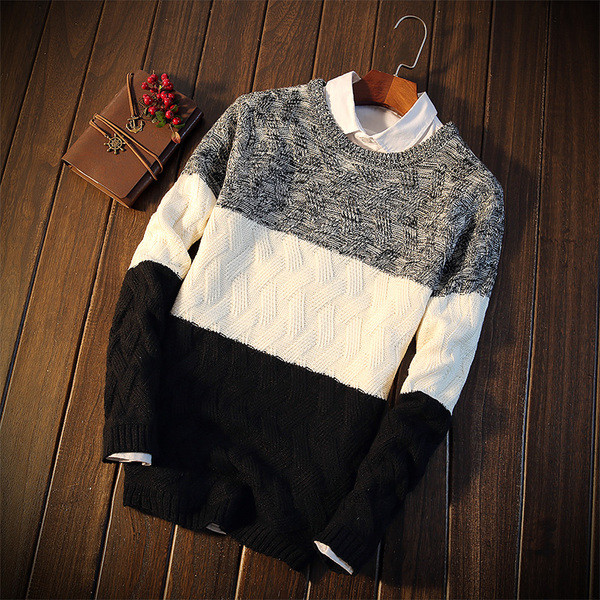 Pulover tricolor pentru bărbați potrivit pentru utilizarea de zi cu zi