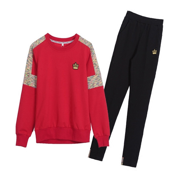 Set sport modern de dama din doua piese cu broderie in mai multe culori