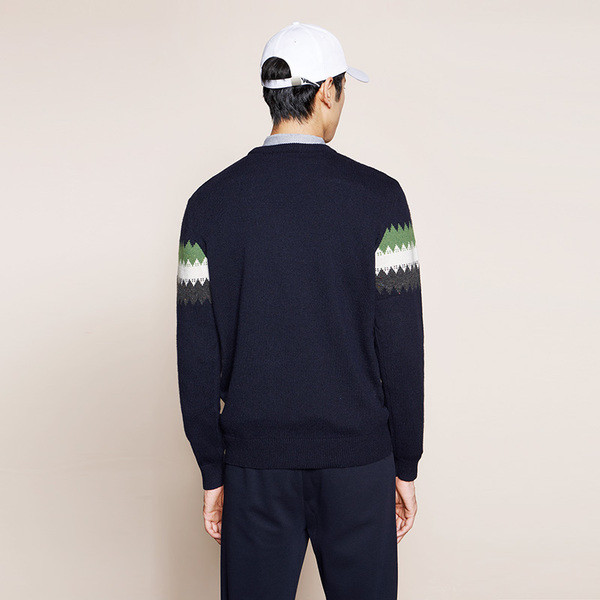 Μοντέρνο ανδρικό πουλόβερ σε σκούρο μπλε χρώμα